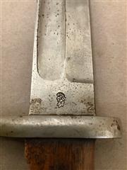 GERMAN WWII K98 MAUSER BAYONET FIXED BLADE COMBAT KNIFE WITH WOODEN HANDLE